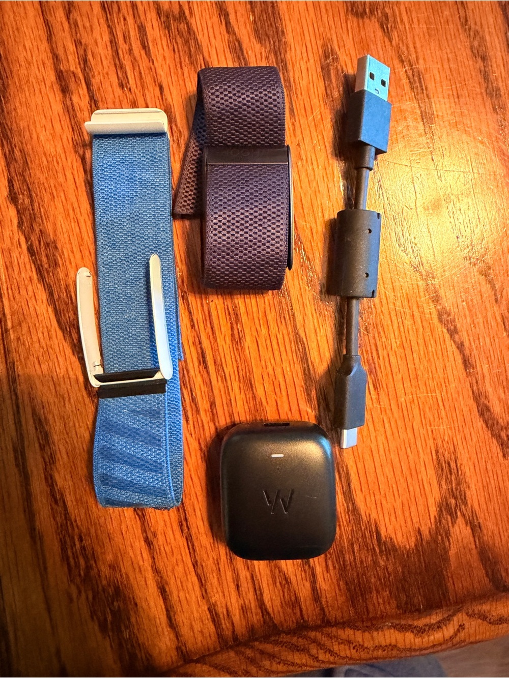 WHOOP Activity Tracker with Blue and Black Bands
